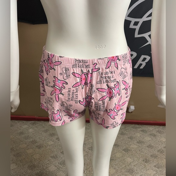 Rare It’s Happy Bunny You Can Be A Princess Pajamas Shorts Size Small Pink - Picture 4 of 9